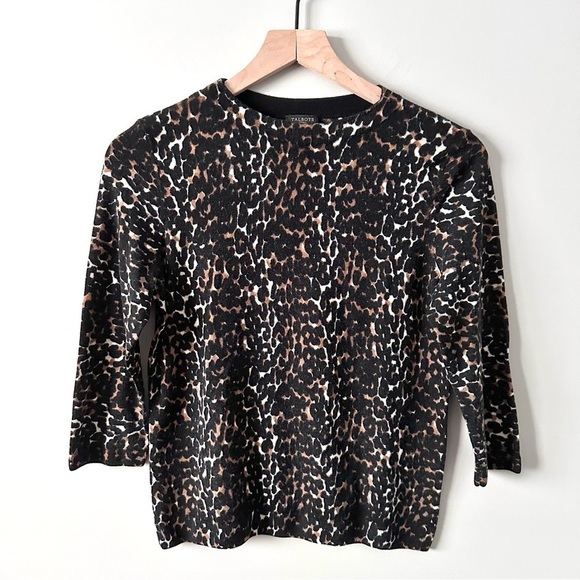 Talbots Sweaters - Talbots Women's Size M Petite Animal Print Merino Wool Sweater Leopard Cheetah